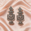 Oxidised Silver Peacock Jhumka Earrings