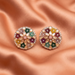Multicolor Floral Round Stud Earrings
