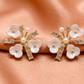 White Floral Pearl Stud Earrings