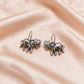 Oxidised Silver Elephant Charm Earrings