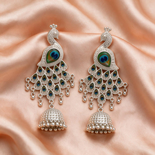 Peacock Feather Jhumka Earrings