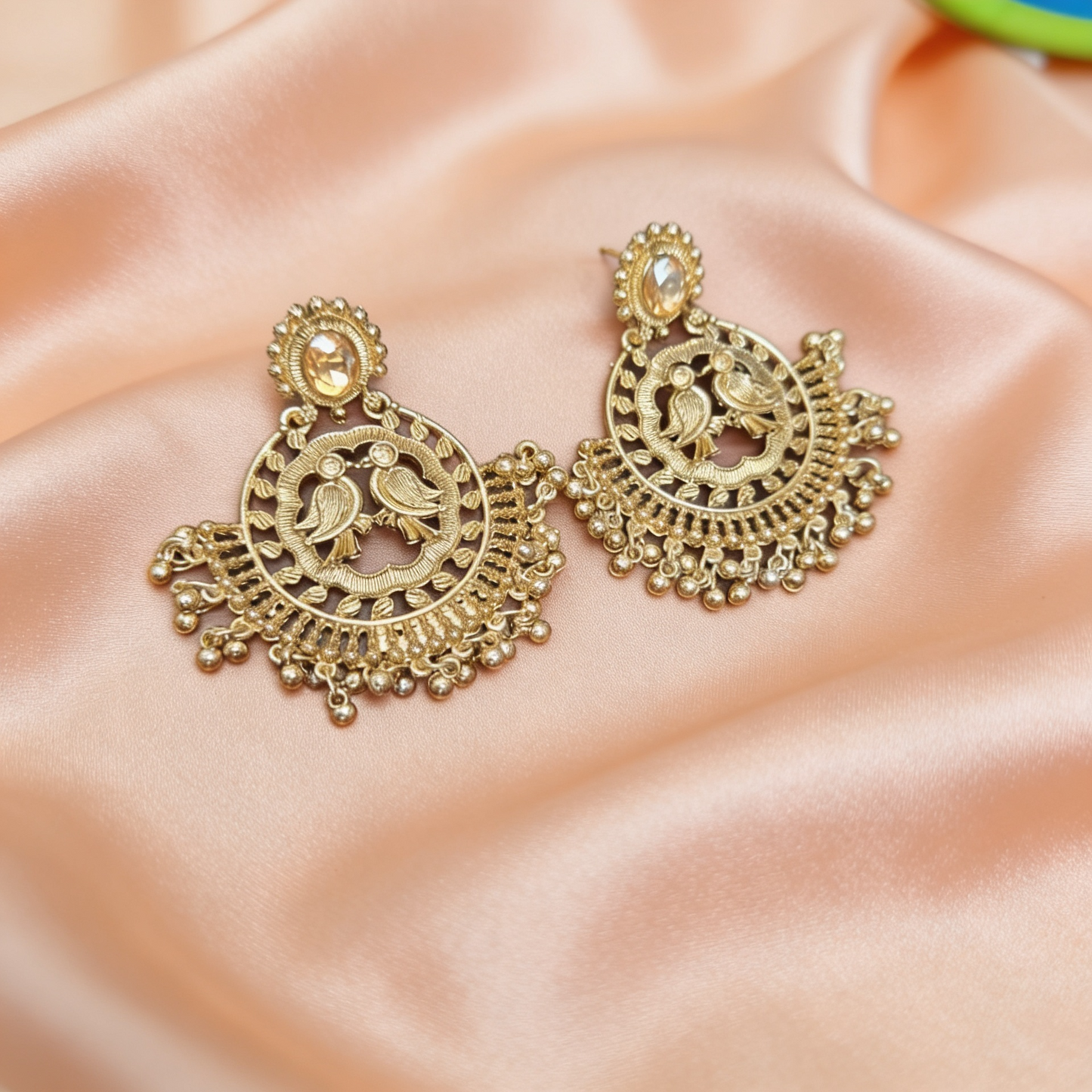 Big Round Drops Golden Statement Earrings