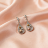Drop W Beads Silver Earrings