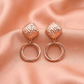 Rose Gold Textured Hoop Drop Earrings
