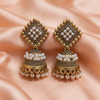 Royal Pearl Square Jhumka Earrings
