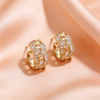 Gold Linked Hoop Earrings with Crystal Detailing
