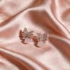Rose Gold Butterfly Crystal Drop Stud Earrings