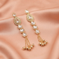 Gold Kundan Long Tassel Earrings