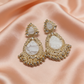 Regal White Kundan Teardrop Statement Earrings
