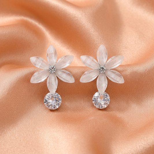 Crystal Bloom Flower Drop Earrings