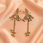 Antique Gold Dancing Lady Chain Tassel Earrings
