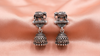 Oxidised Silver Elephant Jhumka Earrings
