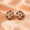 Multicolor Floral Pearl Stud Earrings