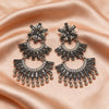 Black Crystal Geometric Chandbali Earrings
