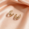 Gold Crystal Curve Hoop Earrings