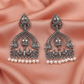 Oxidised Silver Peacock Pearl Drop Earrings