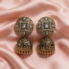Antique Gold Crystal Floral Jhumka Earrings