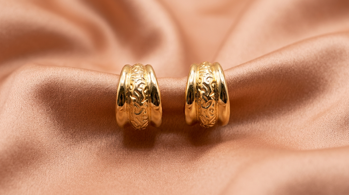 Golden Textured Hoop Earrings