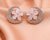 Crystal Crescent Floral Stud Earrings | BME