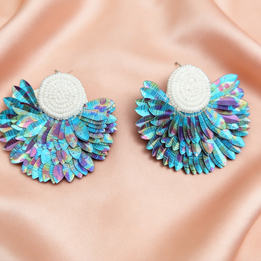 Peacock Feather Statement Earrings