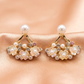 Pearl Floral Crystal Drop Earrings