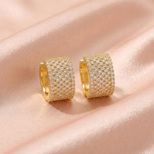 Flower Gold Square Gold Earrings