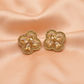 Golden Floral Crystal Stud Earrings