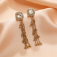 Gold Square Kundan Tassel Earrings