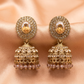 Golden Kundan Crystal Jhumka Earrings