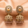 Golden Kundan Crystal Jhumka Earrings