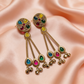 Multicolour Kundan Long Tassel Earrings
