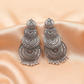 Layered Oxidised Silver Chandbali Statement Earrings