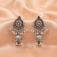Oxidised Silver Round Jhumka Earrings