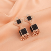 Rose Gold Black Square Jhumka Earrings