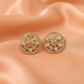 Golden Kundan-Style Round Stud Earrings