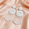 White Circle Beads Drop Earrings