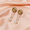 Rose Golden and Pearl Drop Earrings