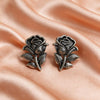 Oxidised Silver Rose Flower Stud Earrings