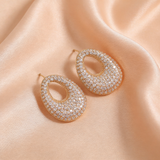Ad Oval Rose Gold Statement Stud Earrings