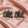 Oxidised Silver Temple Jhumka Earrings with Pearl Drops