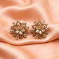 Champagne Gold Floral Stone Stud Earrings