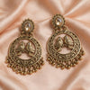 Antique Gold Bird Motif Chandbali Earrings