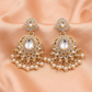 Golden Kundan Pearl Jhumka Earrings