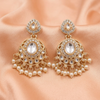 Golden Kundan Pearl Jhumka Earrings
