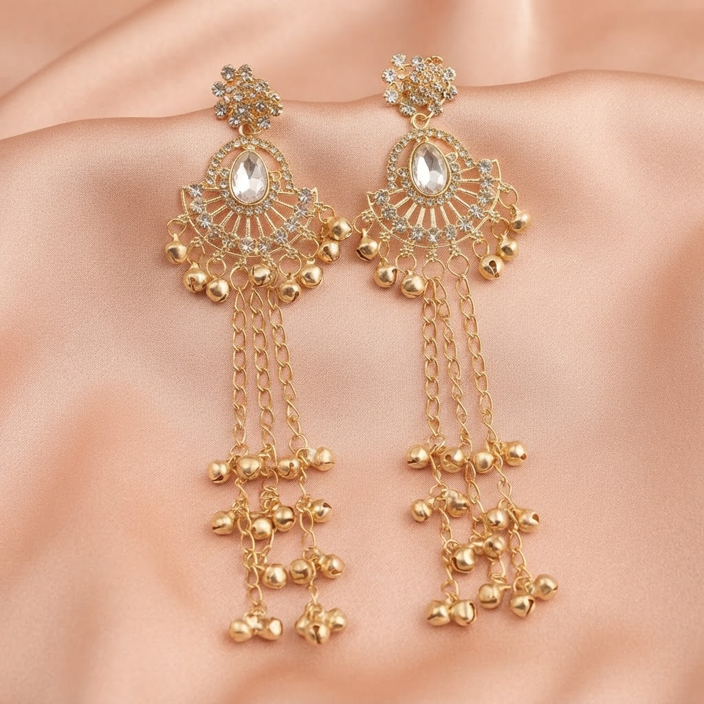 Antique Silver Floral Black Stone Jhumka Earrings