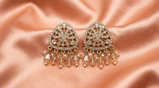 Golden Crystal Pearl Drop Earrings