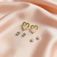 Heart White Moti Earrings Pearl & Crystal Set