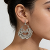 Silver Oxidised Peacock Hoop Earrings