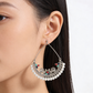 Oxidised Silver Pearl Hoop Earrings