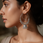 Oxidised Silver Hoop Jhumka Earrings with Bell Charms